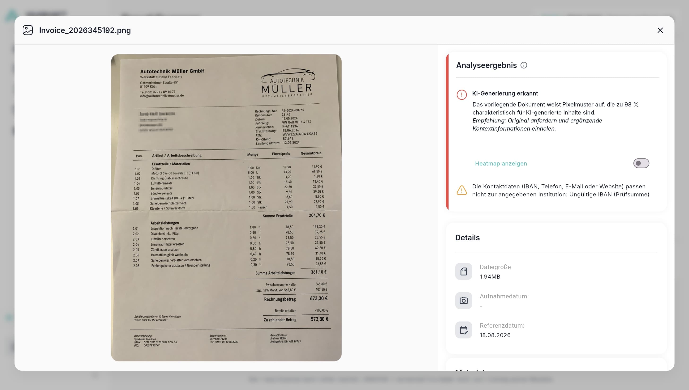 Detektion KI-generierter Dokumente